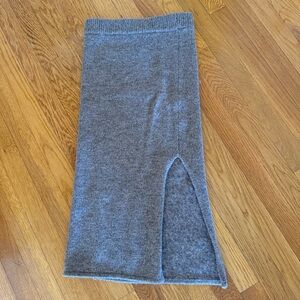 Monrow Side Slit Heather Brown Knit Midi Skirt Size XS
